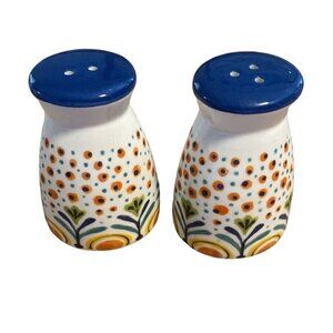 Polemedia Spring Flowers Polish Pottery Salt Pepper Multicolor  Floral Ceramic